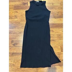 Treasure & Bond Women’s Ribbed Cutout Cotton Stretch Midi Dress Black Sz 2X Chic